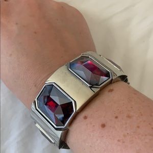 Silver and ruby red expanding bracelet